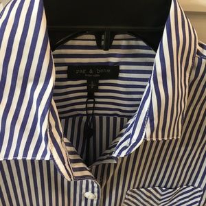 NWOT RAG & BONE MAXINE BLUE WHITE BUTTON UP
